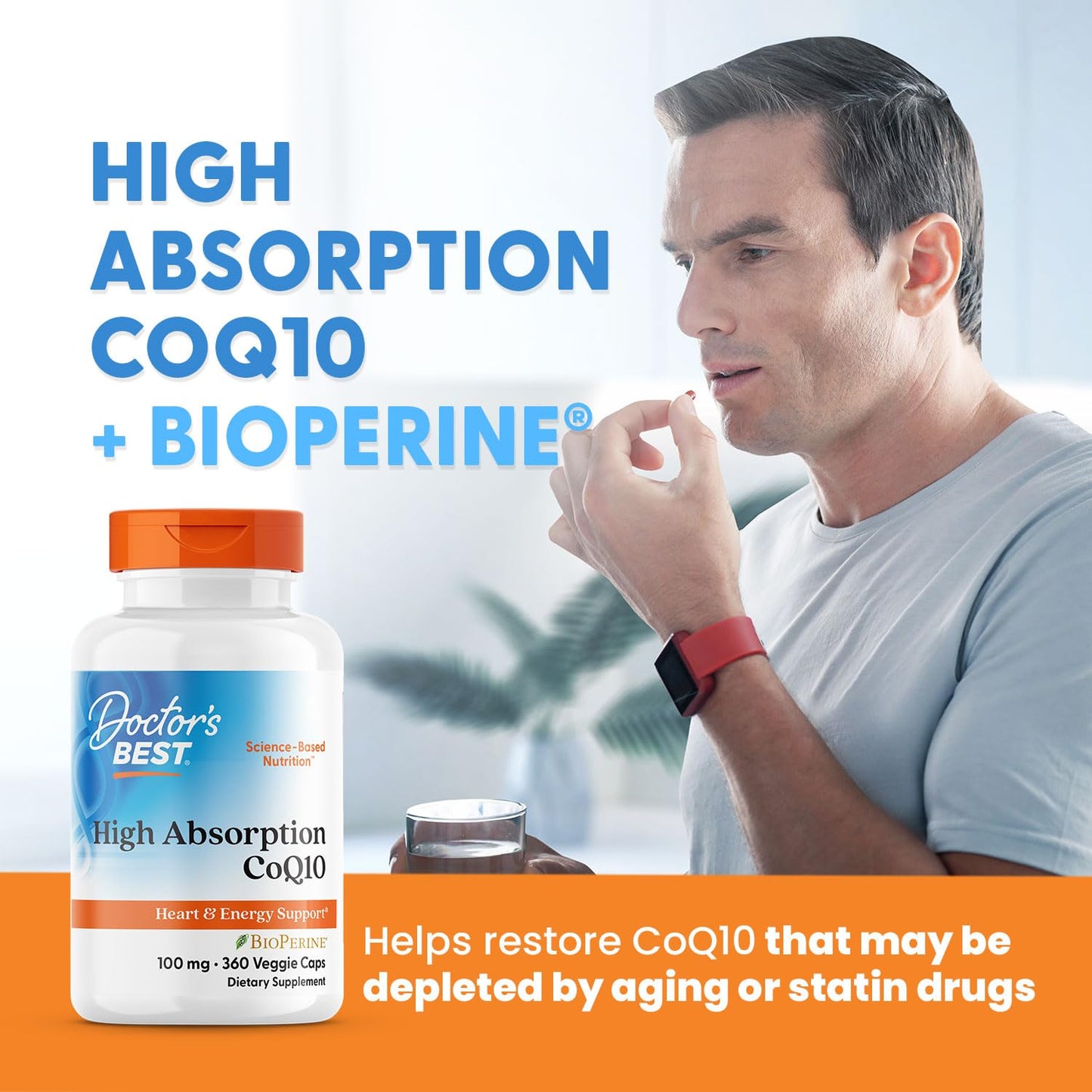 Doctor's Best High Absorption CoQ10 with BioPerine Supplement - Coenzyme Q10 Caps for Heart Health & Antioxidant Support, CoQ10 100mg for Women & Men, Non GMO, Naturally Fermented - 120 Veg Capsules