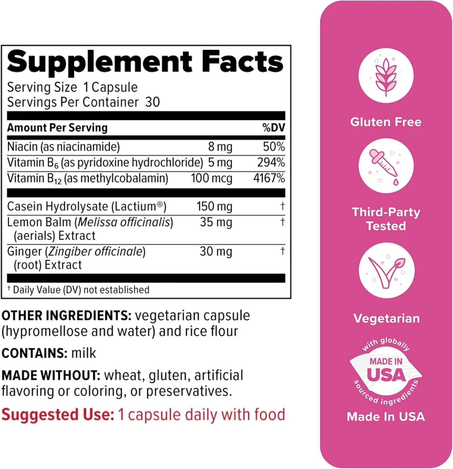 Redd Remedies Peaceful Mama | Designed for Women in All Stages of Life | with Lactium, Lemon Balm, and Ginger Root | 30 Servings