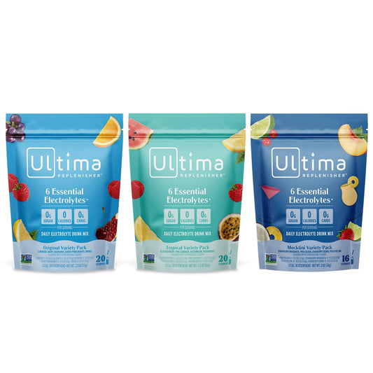 Ultima Replenisher Daily Electrolyte Powder Drink Mix – Sugar Free – Tropical, Mocktini, Original Variety, 56 Stickpacks – Hydration Packets - 6 Electrolytes and Minerals – Keto, Non-GMO
