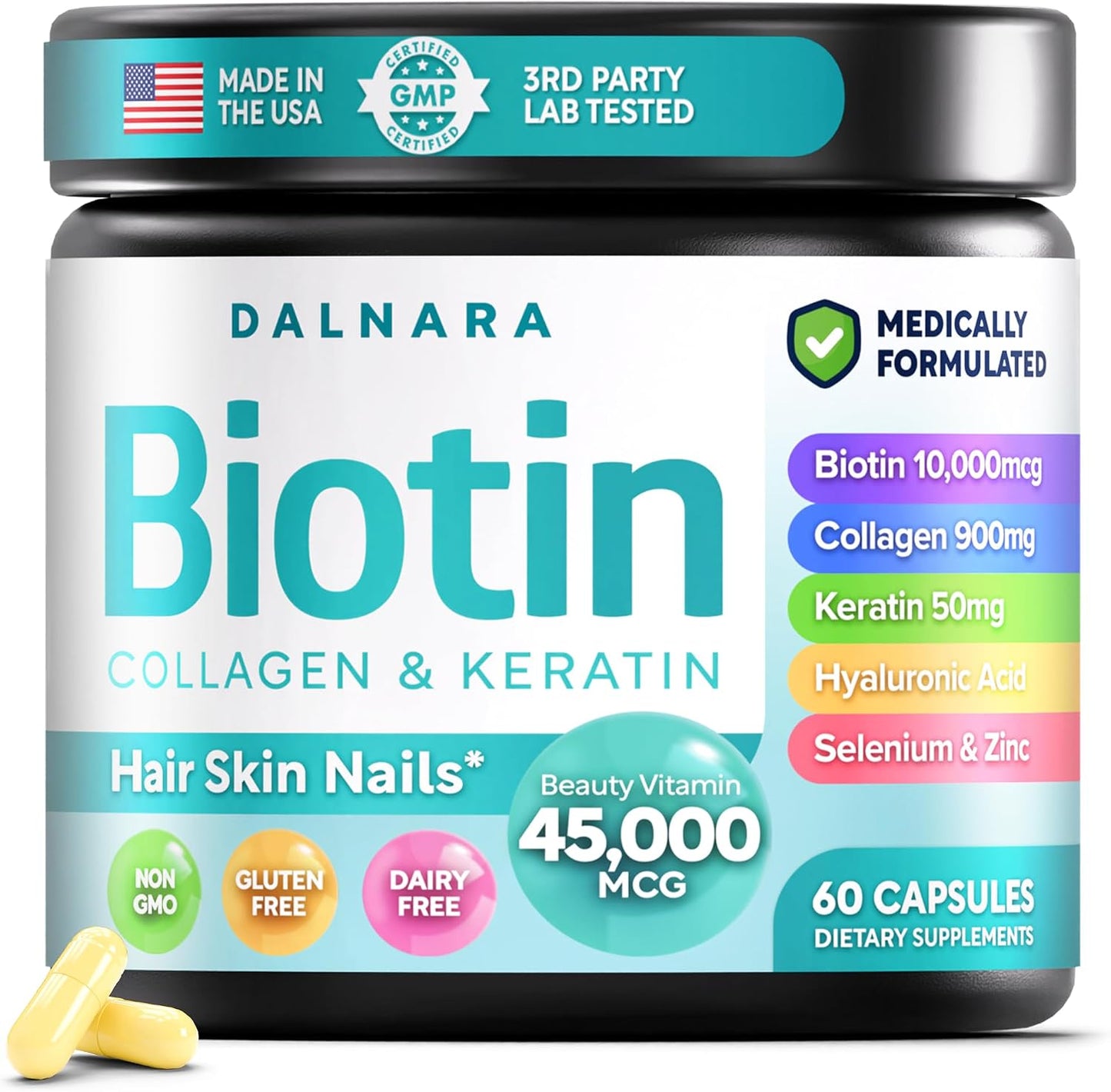 Biotin and Collagen supplements Hair Skin & Nails Vitamin for women and men