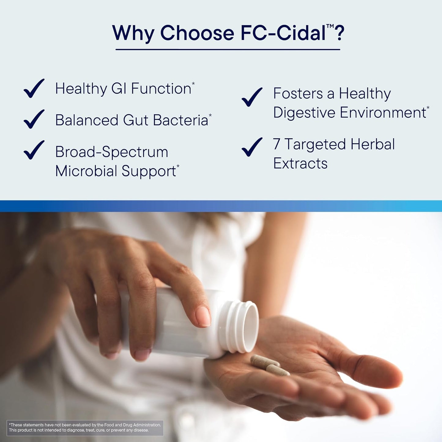 BIOTICS RESEARCH FC Cidal™ Herbal Blend Complete GI Gut Health for Women & Men- 500 mg/Serving - 7 Herbs Proprietary Blend Supplement Supports Healthy GI Function and Microbial Balance 120 Capsules