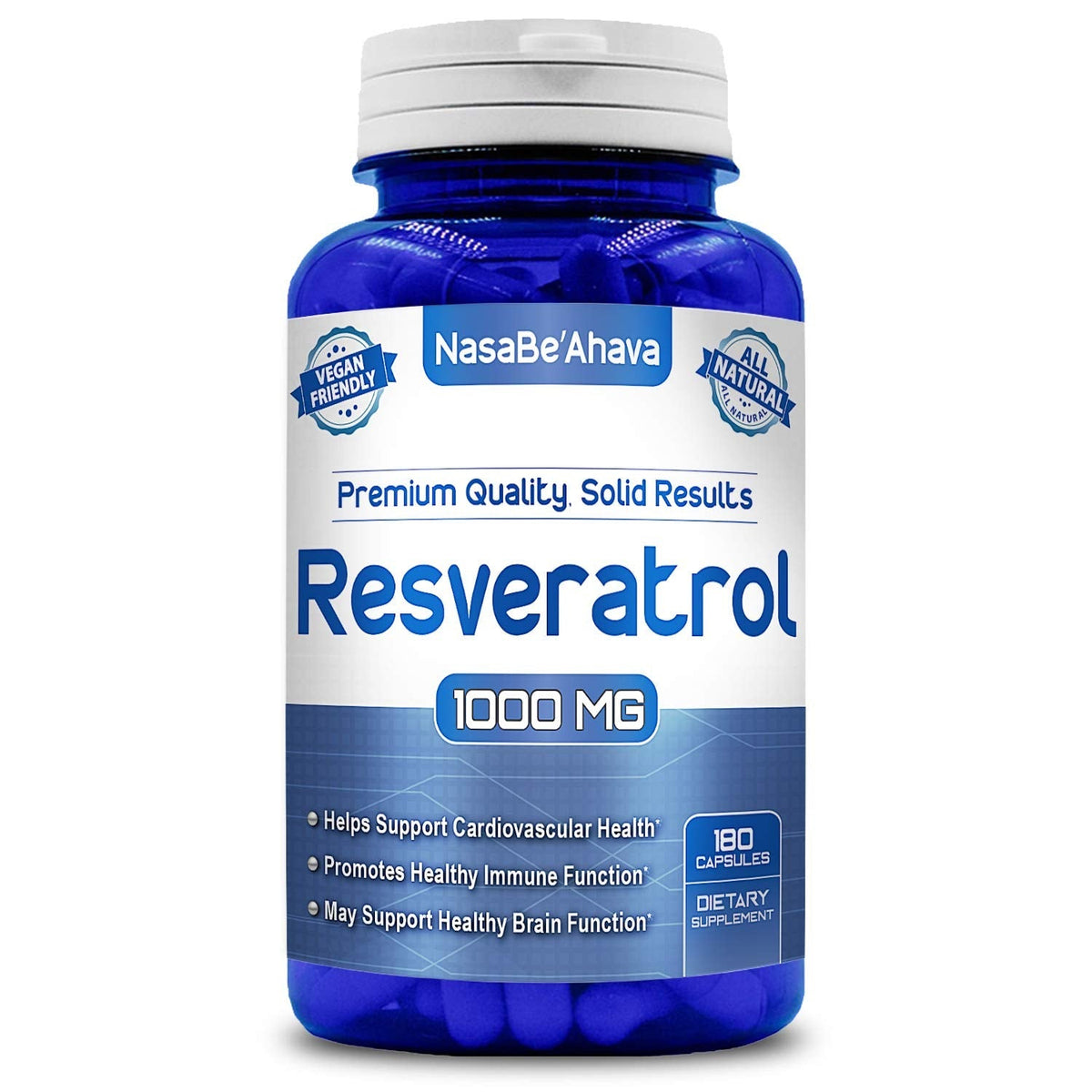 NASA Beahava 100% Pure Resveratrol - 1000mg Per Serving Max Strength (180 Capsules)