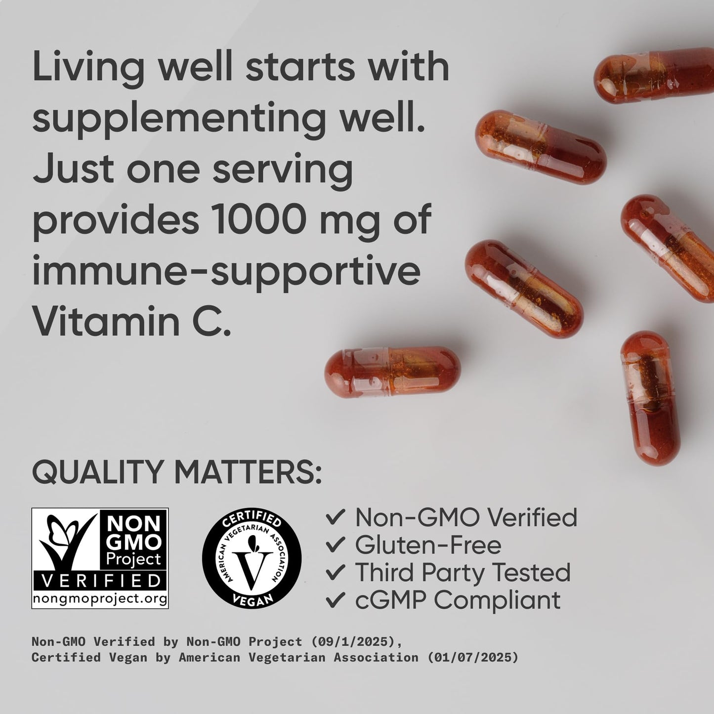 Sports Research High Potency Vitamin C Supplement - Vegan Veggie Capsules for Antioxidant Activity & Immune Support - Non-GMO Verified & Gluten Free - Ascorbic Acid Vitamin C 1000mg, 240 Count