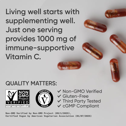 Sports Research High Potency Vitamin C Supplement - Vegan Veggie Capsules for Antioxidant Activity & Immune Support - Non-GMO Verified & Gluten Free - Ascorbic Acid Vitamin C 1000mg, 240 Count