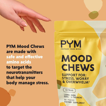 PYM Citrus Mood Chews Pouch (60 Count) | Stress & Mood Support Supplement