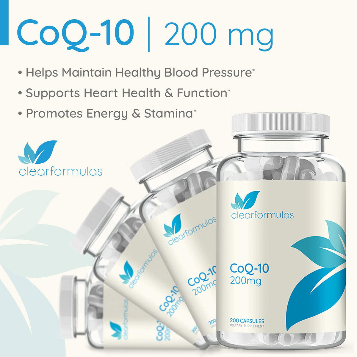 Clear Formulas CoQ10 200mg 200 Capsules Quick Absorption Non-GMO