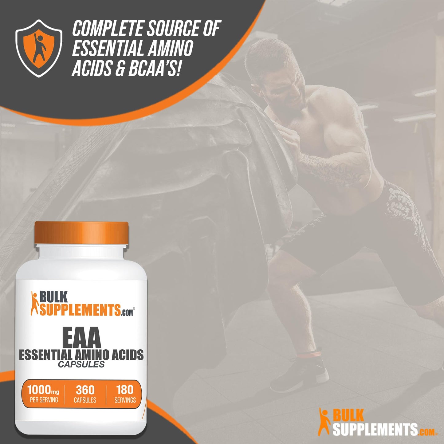 BulkSupplements.com Essential Amino Acids Capsules (EAA) - Amino Acids Supplement - EAAs Amino Acids - EAA Capsules - 1000 mg Serving - 90 Day Supply (180 Gelatin Capsules)