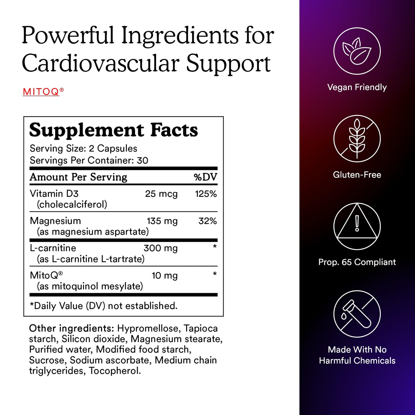 MitoQ +Heart Advanced CoQ10 Antioxidant - Heart Health Supplement with L-Carnitine, Magnesium, & Vitamin D3 - Supports Cardiovascular Health, Blood Flow, and Cellular Energy (60 Capsules)