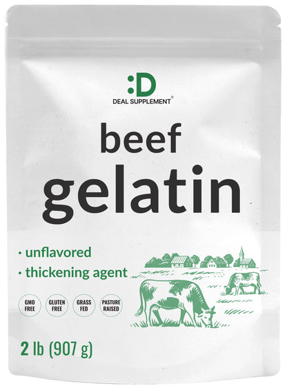 Unflavored Beef Gelatin Powder, 1lb – Grass Fed & Pasture Raised Bovine – Natural Thickener & Stabilizer for Cooking & Baking – High Collagen Protein Source – Non-GMO, Keto Friendly