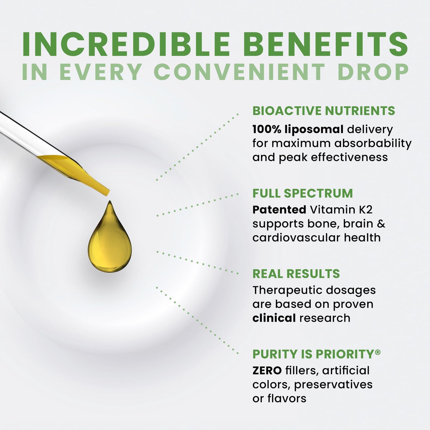 Pure Therapro Rx Ultimate K2 Supplement | Liquid Liposomal Vitamin K2 Drops | 90 Servings | 600mcg Vegan K2 as MK4 & MenaQ7 MK7 | Supports Bone Health, Heart Health, Skin & Hair | 10 mL