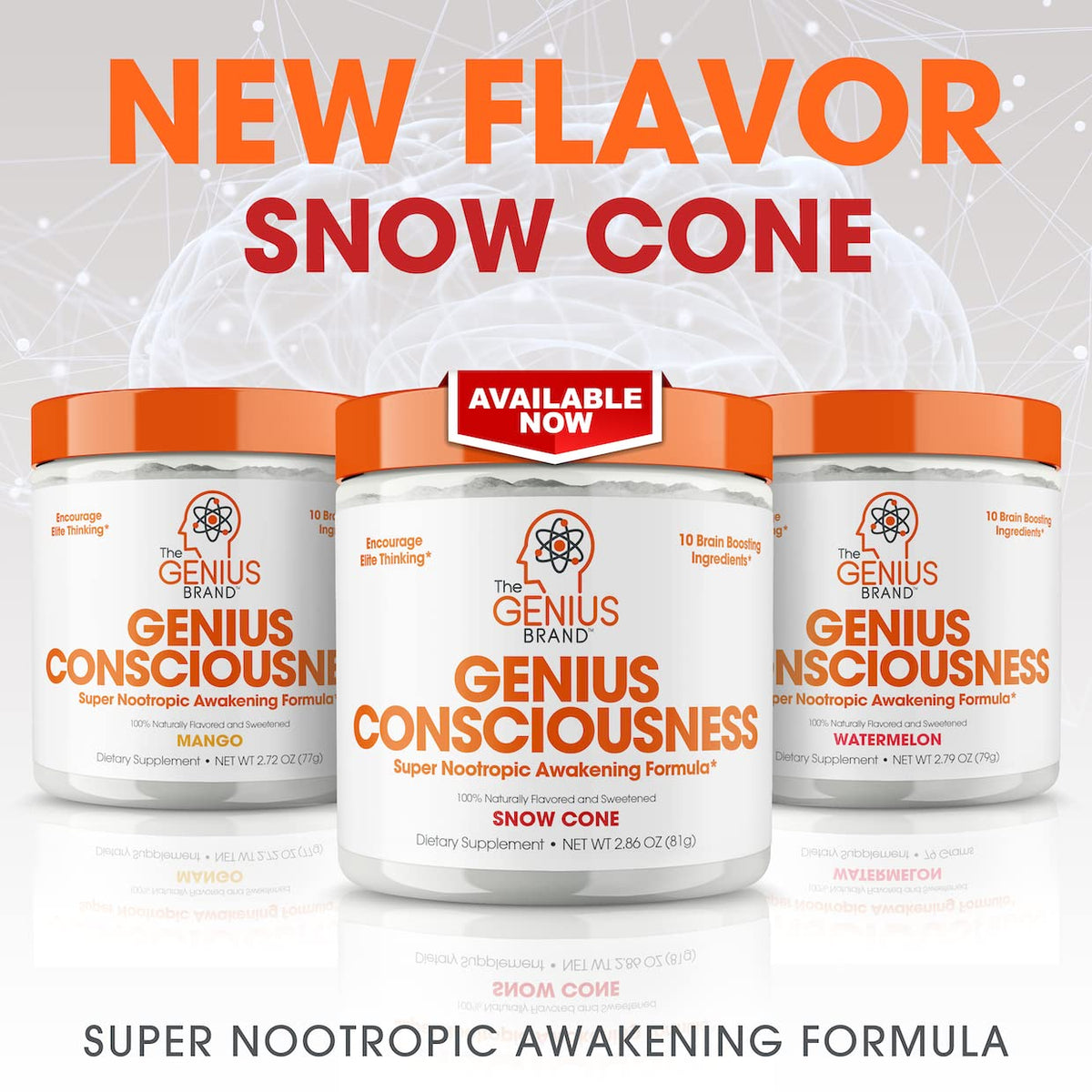 Genius Consciousness, Super Nootropic Brain Supplement Powder, Watermelon