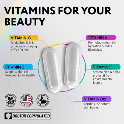 IQ BIOLOGY Ultimate Hair, Skin, & Immunity Support Bundle - Biotin for Hair Growth, Collagen & Keratin for Thinning Hair, Vitamin D3 for Strong Bones, Teeth, and Enhanced Immune Function