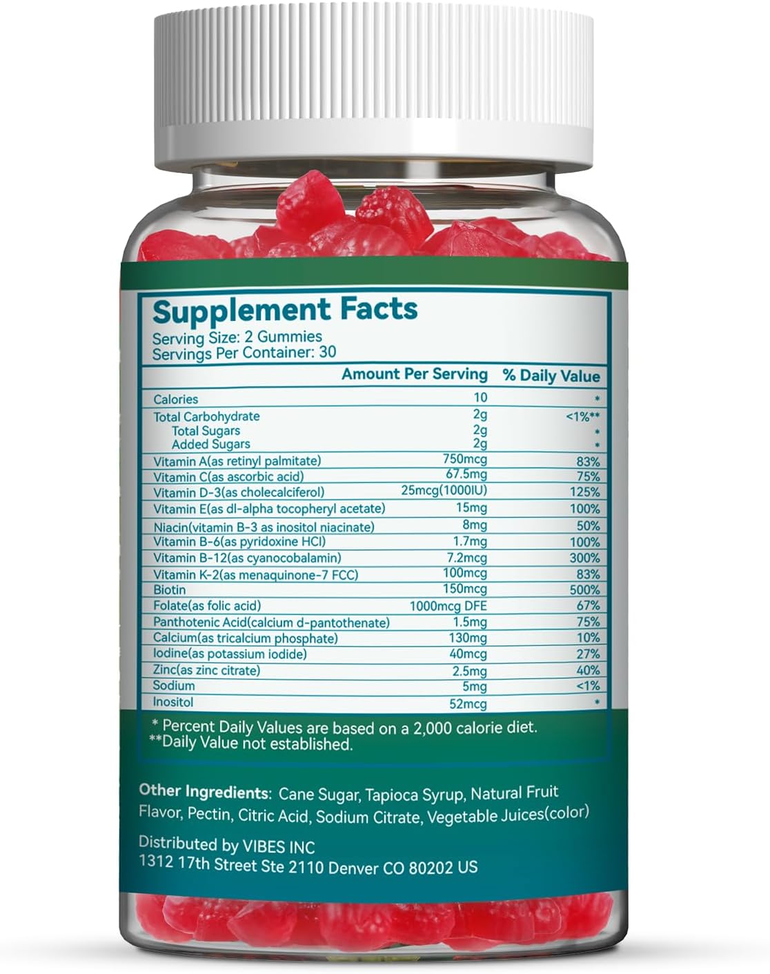 Women's Multivitamin Gummies, Vitamins A, C, D3, E, K, B12, Calcium, Biotin, Folic Acid, Inositol, Multivitamin for Women for Daily Nutritional Support, 30 Day Supply - 60 Count
