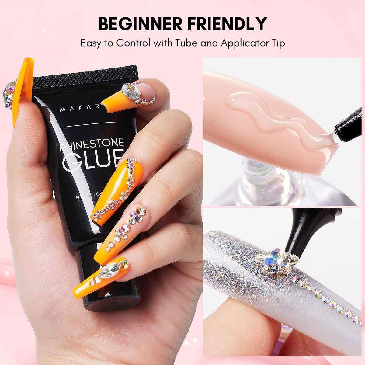 Makartt Nail Rhinestone Glue for Nails 60ML Gel Nail Glue for Rhinestones Gems Super