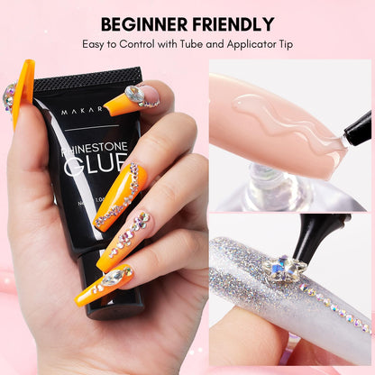 Makartt Nail Rhinestone Glue for Nails 60ML Gel Nail Glue for Rhinestones Gems Super