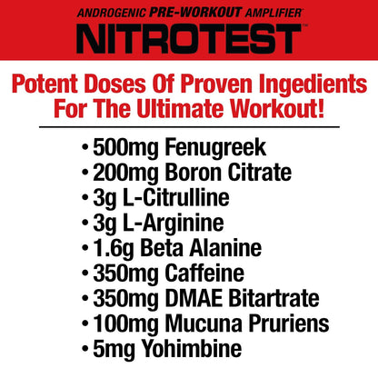 MuscleMeds Nitrotest Pre-Workout Supplement Drink, Boost Nitric Oxide, Testosterone