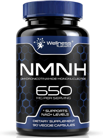NMNH Supplements - Di-Hydro Nicotinamide Mononucleotide NMNH Capsules, Fast Absorption Ultra Strength NMN Supplement, NAD+ for Cellular Energy & Anti Aging, 650mg - Non-GMO, Gluten Free - 90 Capsules
