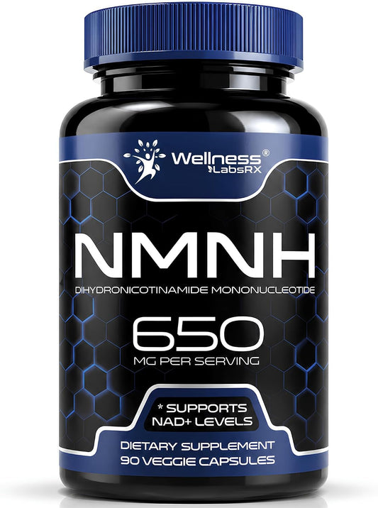 NMNH Supplements - Di-Hydro Nicotinamide Mononucleotide NMNH Capsules, Fast Absorption Ultra Strength NMN Supplement, NAD+ for Cellular Energy & Anti Aging, 650mg - Non-GMO, Gluten Free - 90 Capsules