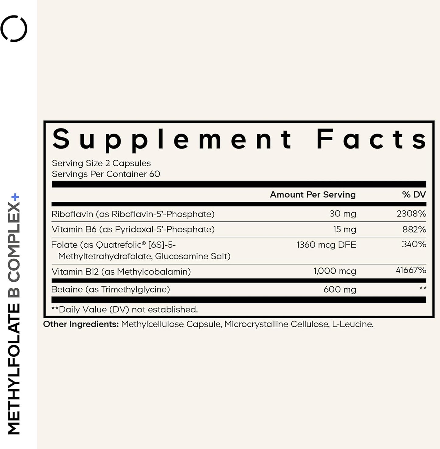 Codeage Methylfolate B Complex Supplements - 5 MTHF, Methylcobalamin 1000mcg Methylated Vitamin B12, Riboflavin, Betaine, Vitamins B6, Methylation Cycle MTHFR - 2 Months - 120 Capsules