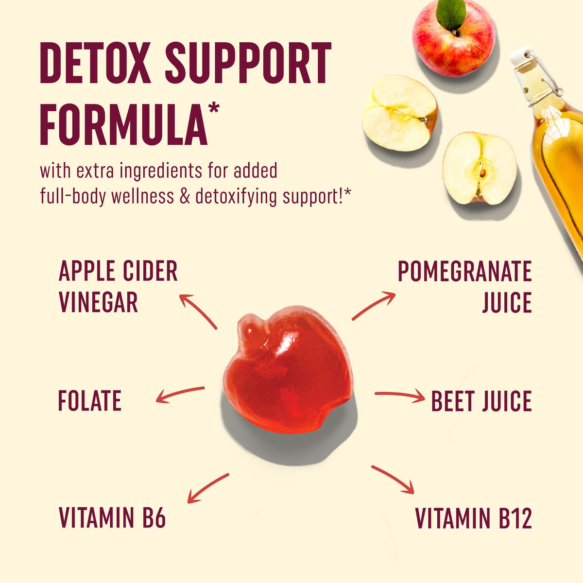 Organic Apple Cider Vinegar Gummies (60 Ct.) | Weight, Digestion, Detox, Immunity & Diet Support