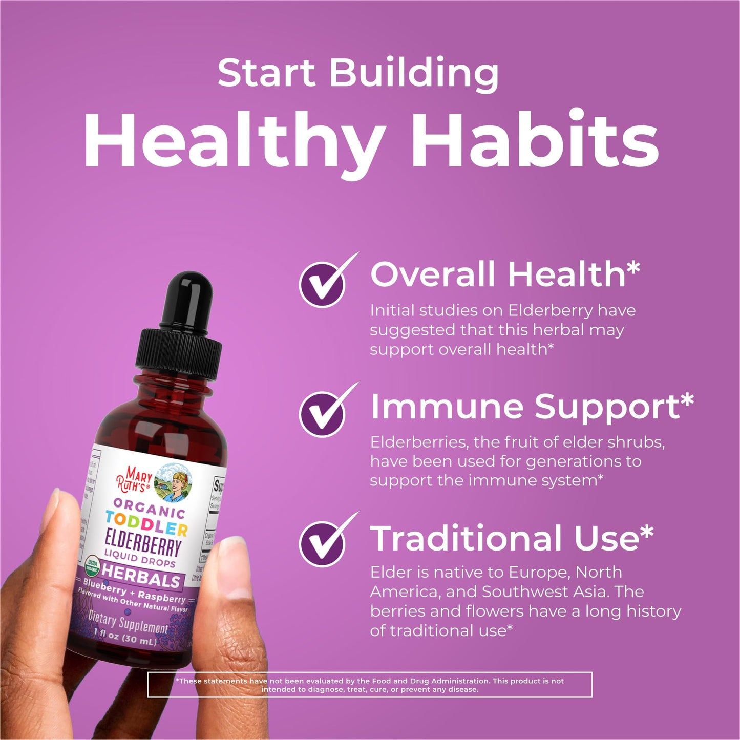 MARYRUTH'S Elderberry Liquid Drops for Adults & Kids | Immune Support | Antioxidant | 150mg Elderberry Extract | USDA Organic | CLP Purity Award | Sugar Free | Vegan | Non-GMO | Gluten Free | 1 oz