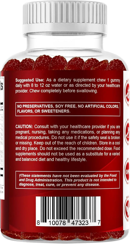 Vitamatic Vitamin B Complex Gummies with Vitamin C & Inositol - Natural Strawberry Flavor - 60 Gummies (1 Bottle)