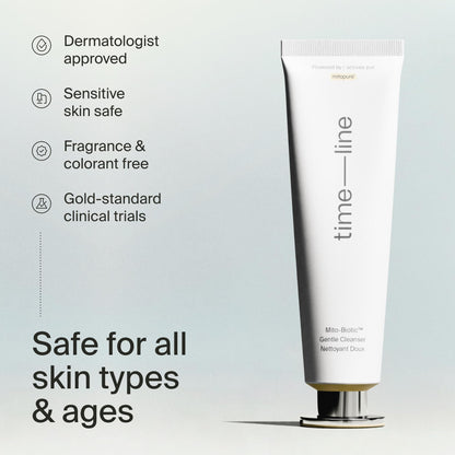 Timeline Mitopure Gentle Cleanser - Non-Drying & Calming Foaming Mousse with Ceramides to Remove Makeup & Strengthen Skin Barrier for All Skin Types - 3.38 Fl Oz