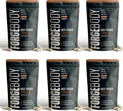 Forgebody Beef Liver & Organ Complex, Grass-Fed 5-Organ Supplement, 1 Month | Grass-fed beef liver, heart, bone marrow, pancreas, testicles, freeze-dried, non-GMO, ancestral nose-to-tail nutrition