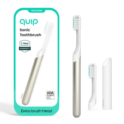 Quip Sonic Electric Toothbrush, Extra Brush Head, Metal Handle, Slate