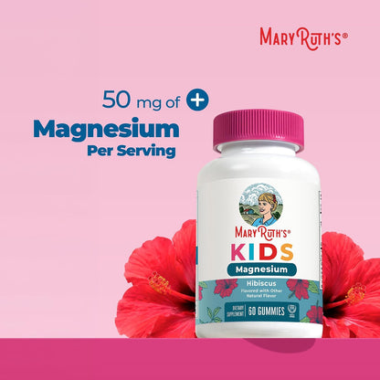 MaryRuth's Kids Magnesium Gummies | 50mg Magnesium Citrate Gummies for Kids 4+ | Bone Health | Calcium Absorption | Essential Mineral | Vegan | CLP Certified | Sugar Free | 60 Count | 2 Month Supply