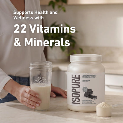 Isopure Zero Carb 100% Pure Whey Isolate Protein Powder, Gluten Free, With Vitamins, Cookies & Cream, 25g Protein Per Serving, 1 Lb, 15 Servings (Packaging May Vary)