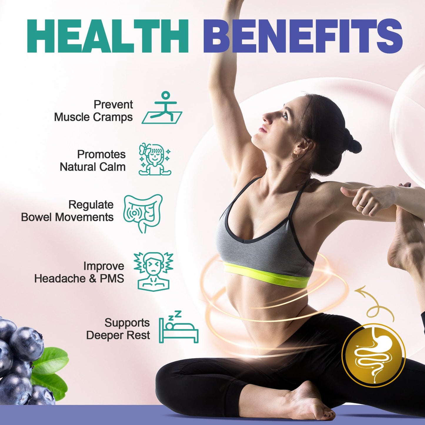 Magnesium Complex Gummies 400 mg for Women Men with Prebiotics and Probiotics, Triple Calm Magnesium Glycinate Malate Citrate Gummy Supplement for Relaxation & Digestive Health-Sugar Free, Vegan 120ct