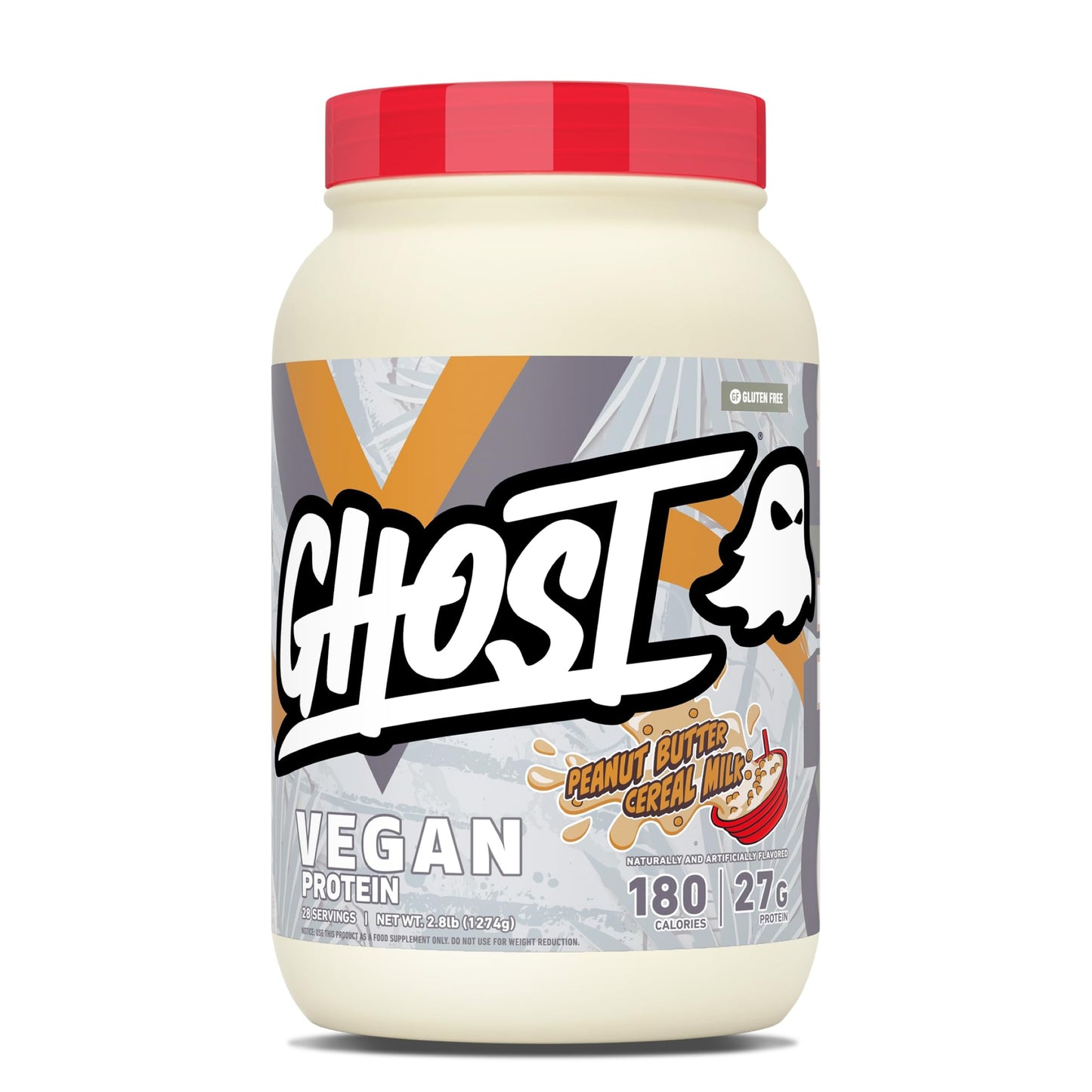 GHOST Vegan Protein Powder, Chocolate Chip Cookies – 2.9LB Tub, 25G of Protein - Plant-Based Pea & Organic Pumpkin Blend Protein with Fiber & Iron - Flavored Post Workout Shakes - Soy, Gluten Free