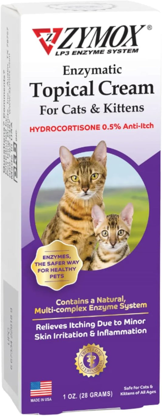 Zymox Cat & Kitten Topical Cream w/ .5% hydrocortisone - 1 oz. Tube