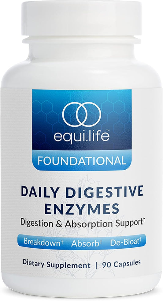 Equilife Daily Digestive Enzymes, Bromelain, Lactase & Lipase, 90 Capsules | Supports Healthy Digestion, Acid Balance & Nutrient Absorption | Allergen Free | Gluten Free | Vegan | Non-GMO