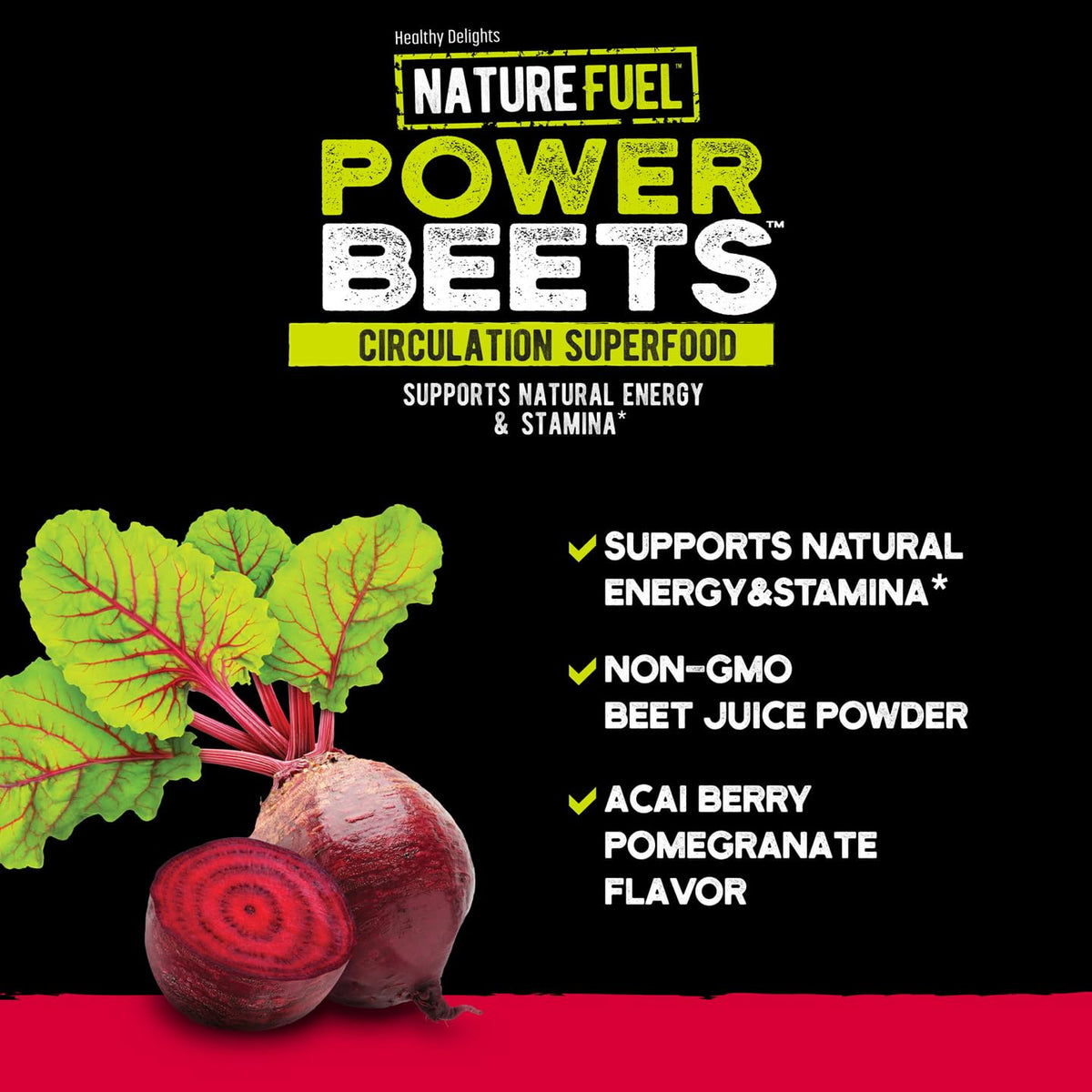Nature Fuel Power Beets Powder, Delicious Acai Berry Pomegranate, Concentrated Superfood