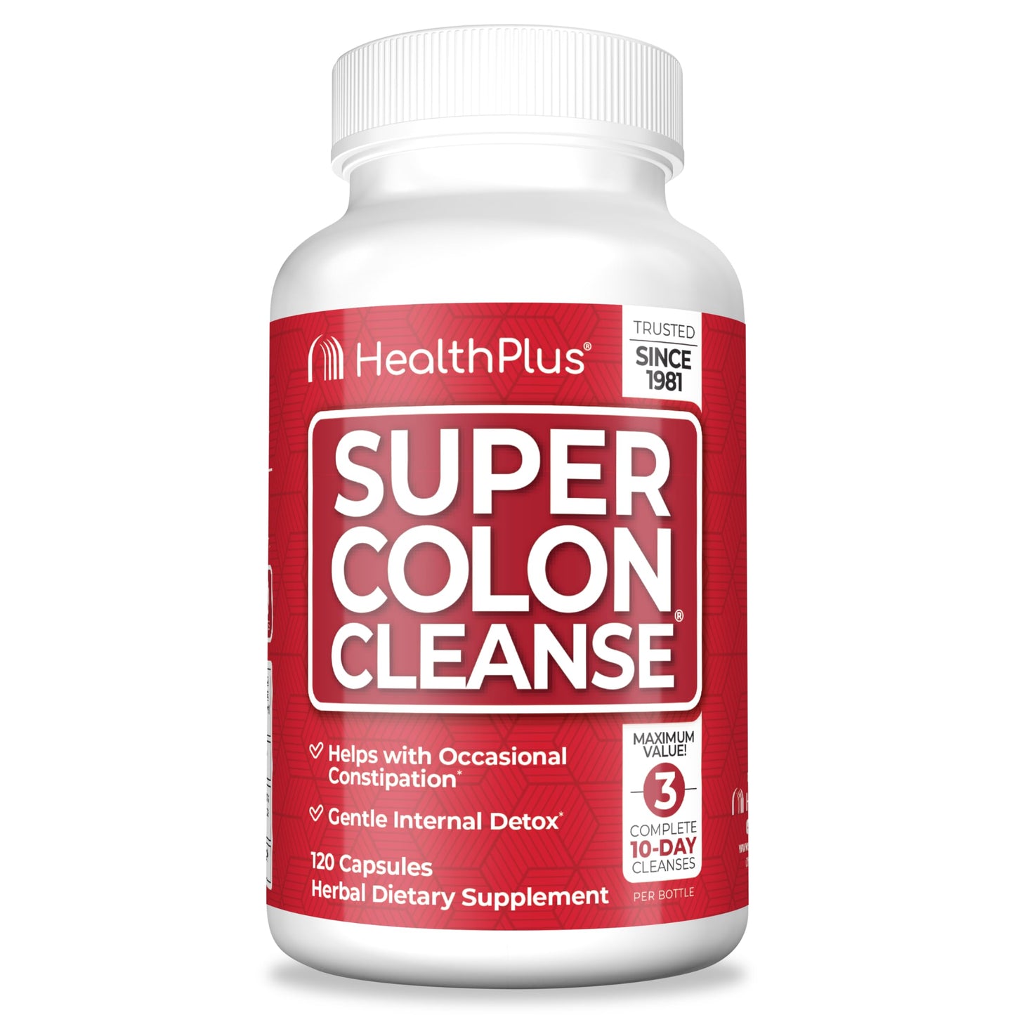 Health Plus Super Colon Cleanse 60 Day Supply of Gentle Gut Cleanse Detox, Psyllium Husk, Probiotics for Constipation Relief & Digestive Support, 240 Capsules