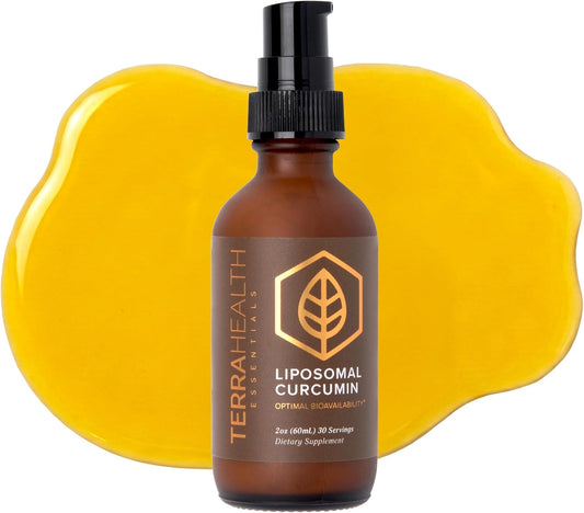 Terra Health Essentials Liposomal Curcumin Drops - Joint Support Supplement with Turmeric and Black Pepper - 5X Higher Absorption and Great Tasting - 30 Servings - Vegan and All Natural