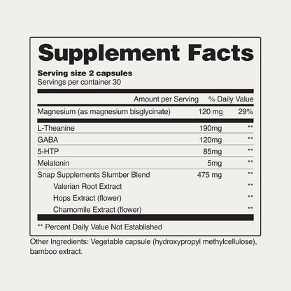 Snap Supplements Sleep Complex, Melatonin & Valerian Root, 60 Capsules | Natural Sleep Aid Supports Relaxation, Restful Deep Sleep & Nighttime Recovery, Gluten-Free, Non-GMO, Vegan