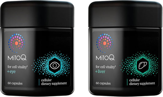 MitoQ +Liver & +Eye Bundle: Advanced Antioxidant Supplements for Metabolism, Detox & Blue Light Protection | Supports Liver Health, Eye Vitality & Natural Detox (2 x 60 Capsules)