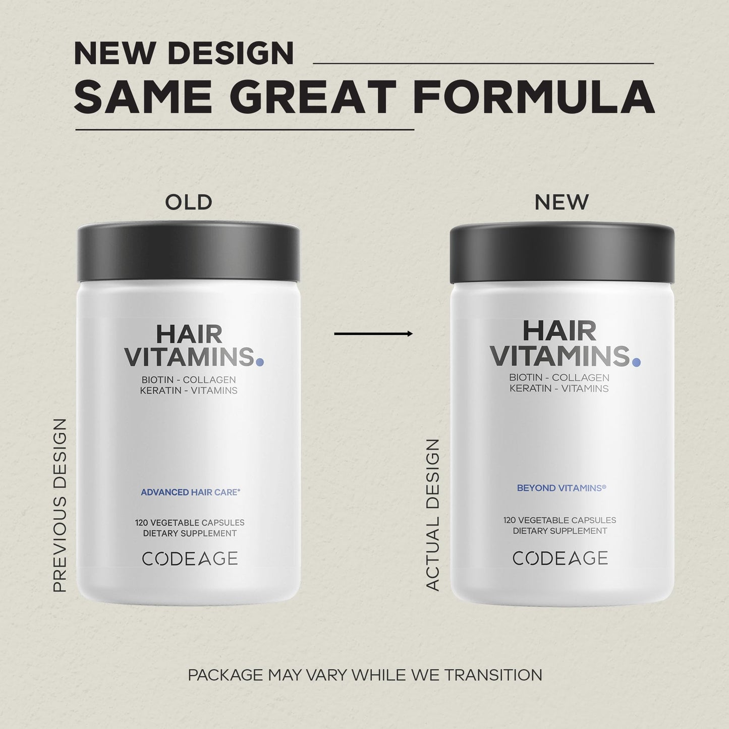 Codeage Hair Vitamins 10000 mcg Biotin, Keratin, Collagen, Vitamin A, B12, C, D3, E, Zinc, Turmeric, Probiotics, Enzymes, Inositol - Hair Care Support - Healthy Hair Supplement Pills - 120 Capsules