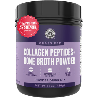 Left Coast Performance Collagen Bone Broth Powder 2lb, Bone Broth with Grass Fed Collagen Peptides. Unflavoured, Grass Fed, Hydrolyzed Beef, Zero Carb, Dairy Free Protein Powder. 64 Servings