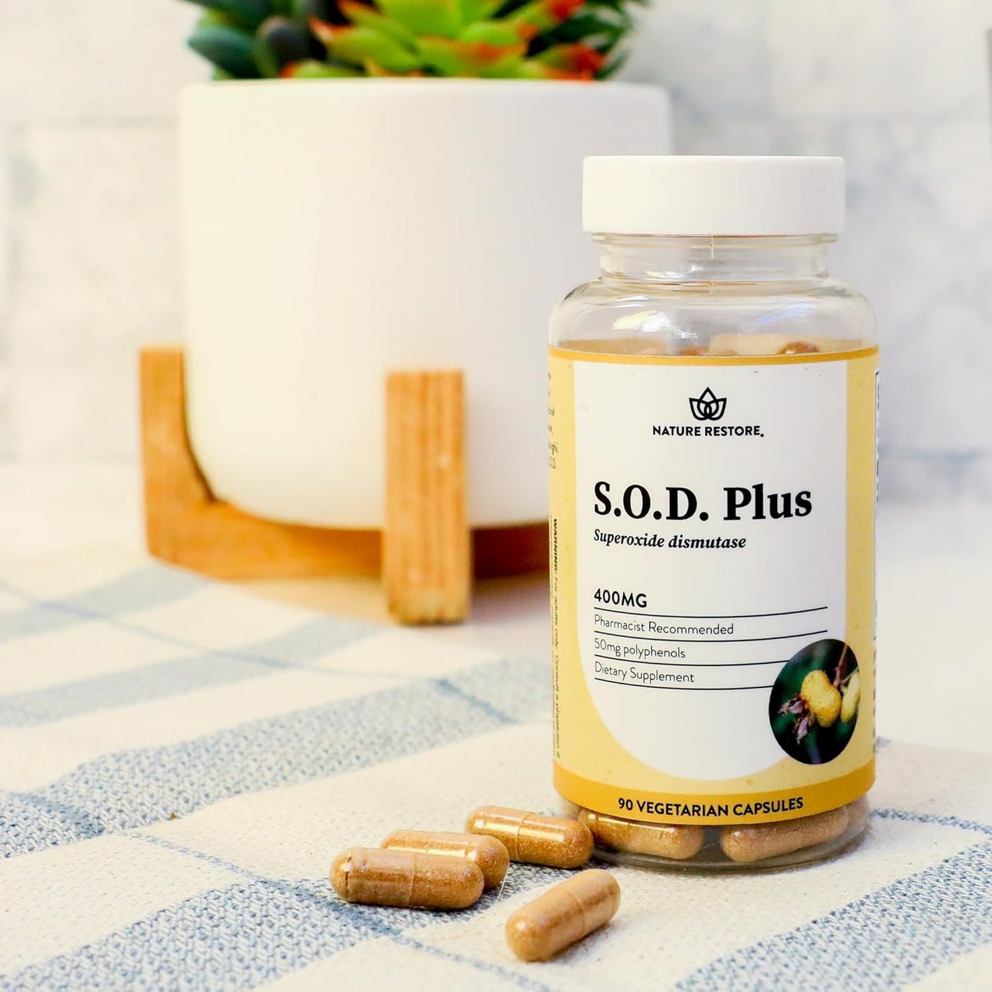 Superoxide Dismutase (SOD) Supplement Capsules. High SOD-Like Activity Enzyme for Cellular Aging & Longevity. 100% Vegan. Primary Master Antioxidant for Mitochondrial Support & Internal Skin Radiance