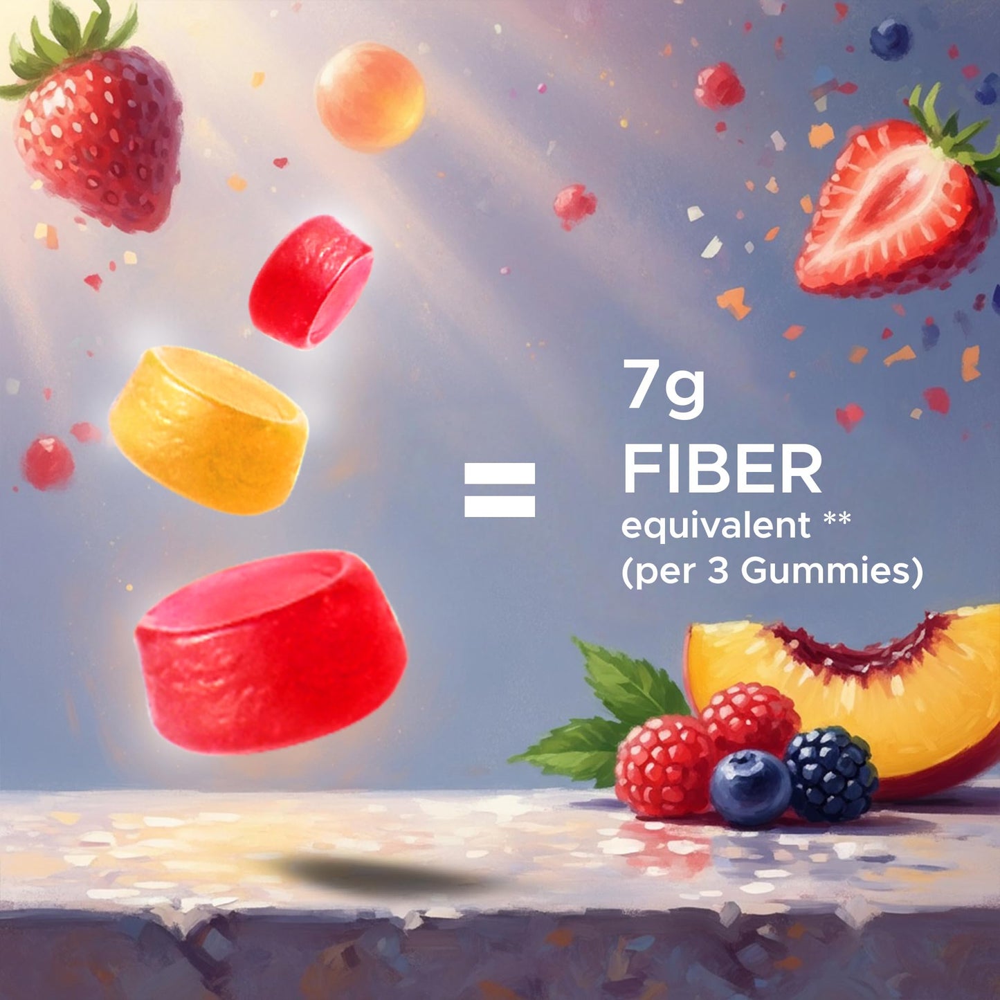 Vitamatic Prebiotic Fiber Gummies for Adults, 7G Extra Strength, Zero Sugar Added, 240 Pectin Based Gummies, Digestive Health & Regularity Support