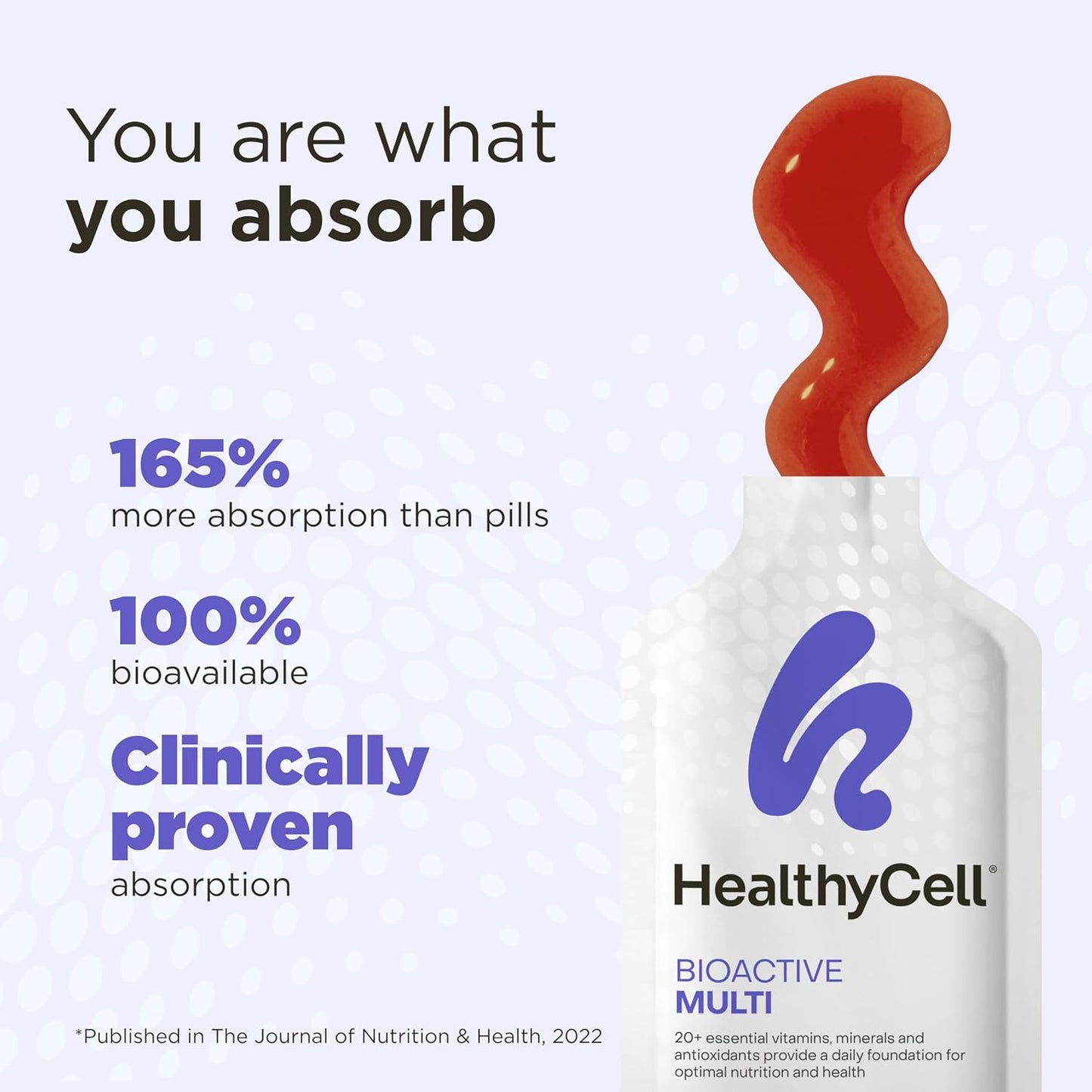 Healthycell Bioactive Multi - Daily Liquid Multivitamin for Men & Women | 20+ Essential Vitamins, Minerals & Antioxidants for Brain, Heart, Immunity, Energy, Skin & Hair Support - 30 Gel Packs