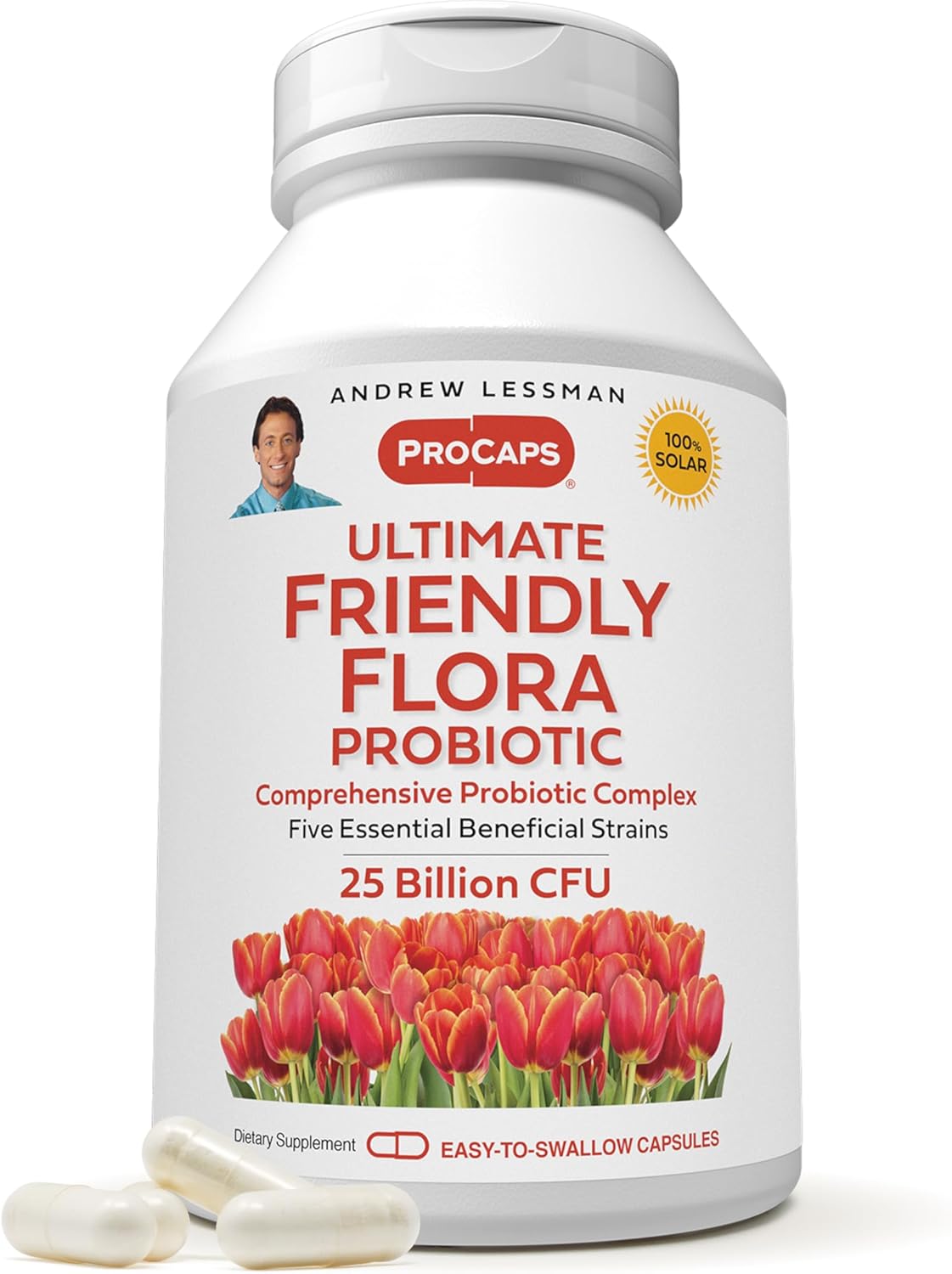 Andrew Lessman ProCaps Probiotic 25 Billion CFU 60 Capsules for Women & Men | Shelf-stable 25 Billion CFU. Four probiotic strains. No refrigeration required. Supports digestive & immune health.