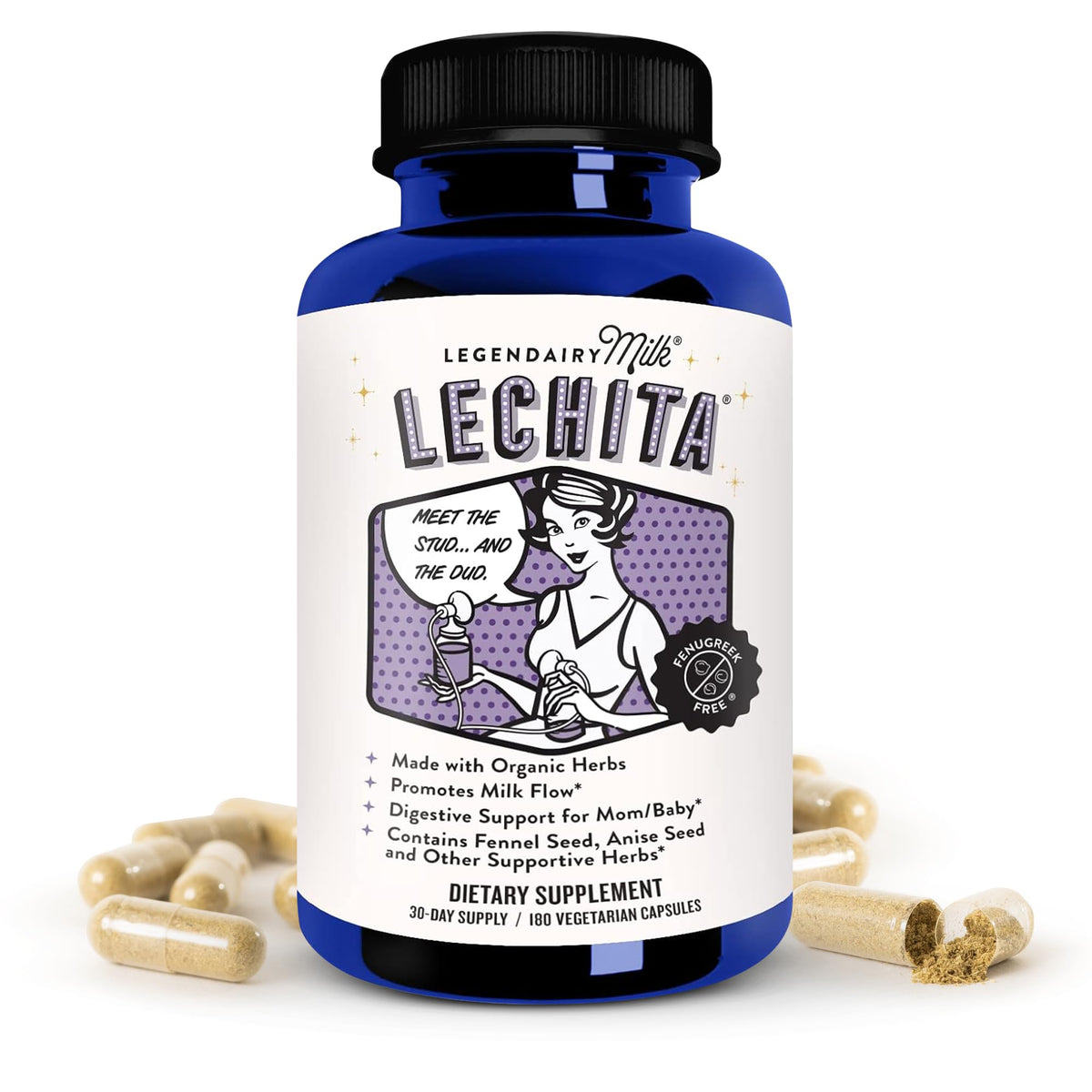 Legendairy Milk Lechita, Supports Milk Flow, Organic Fenugreek Free Breastfeeding Supple