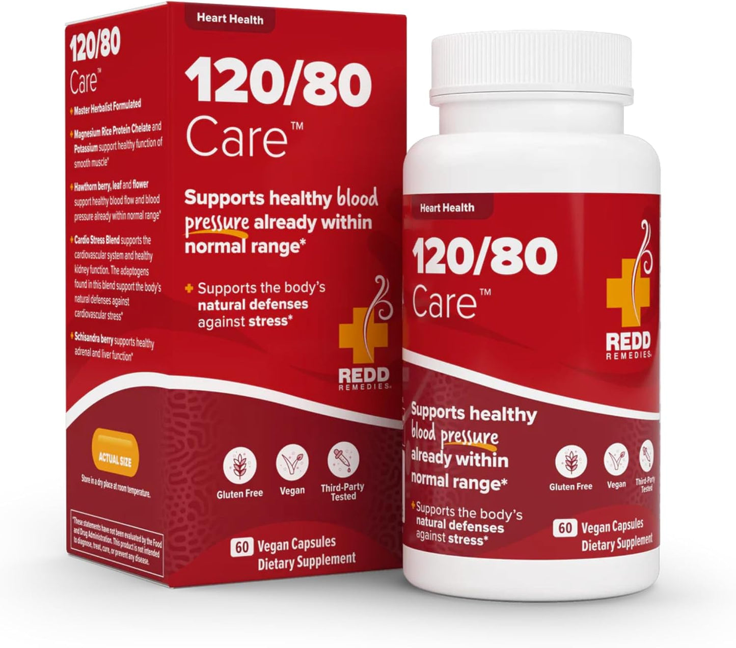 Redd Remedies, 120/80 Care, Heart Health and Natural Blood Pressure Support, 60 Vegan Capsules