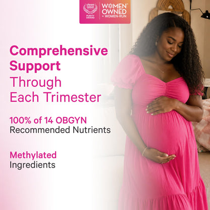 Pink Stork Total Prenatal Vitamins for Women, Clean Label, 60 Count, Mint | Vegan DHA, Methylfolate, Iron, Choline, Vitamin B12 - Preconception Nutrition - No Fishy Burps - Pregnancy Essentials