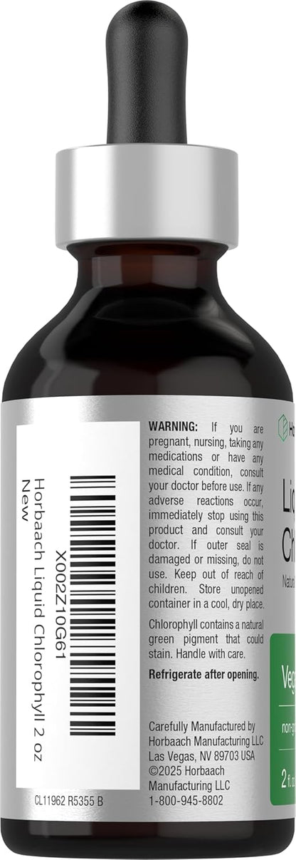 Horbäach Liquid Chlorophyll Drops | 2 fl oz | Natural Peppermint Flavor | Vegan, Non-GMO & Gluten Free Formula